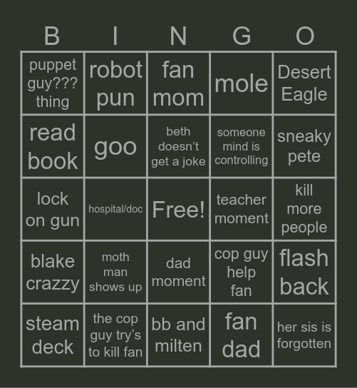 Dndads ep 24 Bingo Card