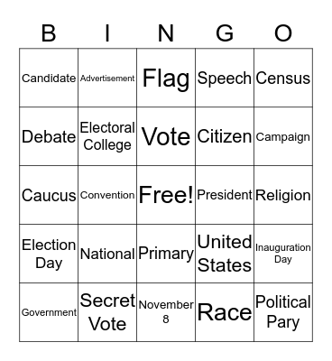 Electing a President Bingo Card