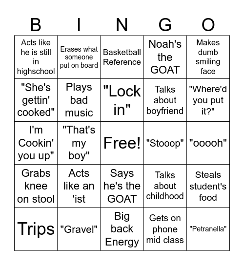 Sweetie Bingo Card