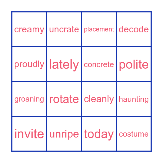Grade 2-Final 'e' & Vowel Team Syllables Bingo Card