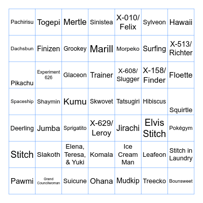 Stitch-achu Bingo Card