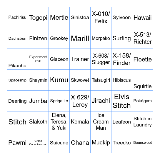 Stitch-achu Bingo Card
