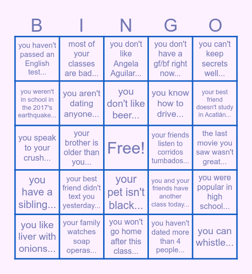 Tag Questions - exactly! Bingo Card
