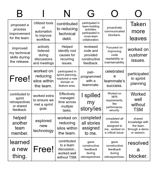Sprint 173 Retrospection - Pluto Bingo Card