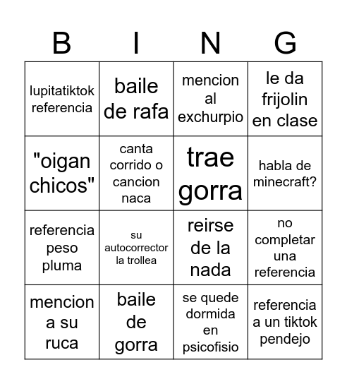 baletuda Bingo Card