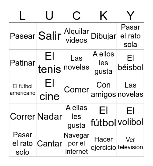Lucky Spanish BINGO card Bingo Card