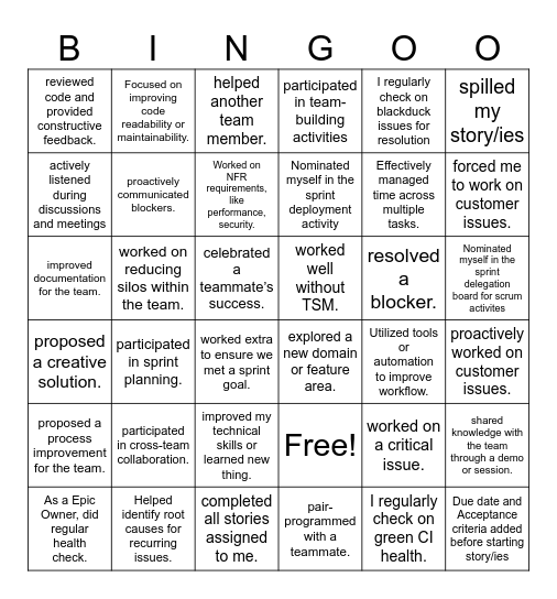 Sprint 173 Retrospection - PLUTO Bingo Card