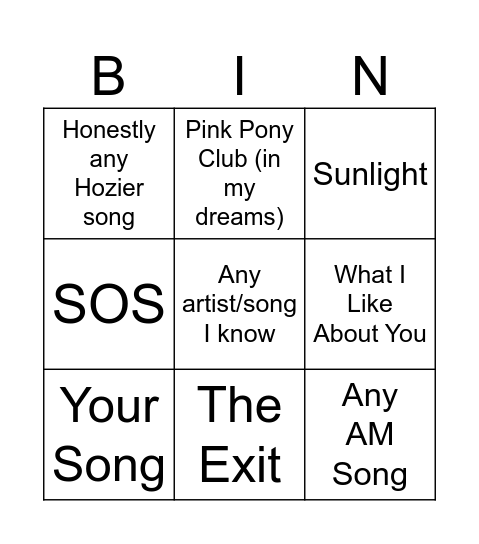 8x17 Bingo Card