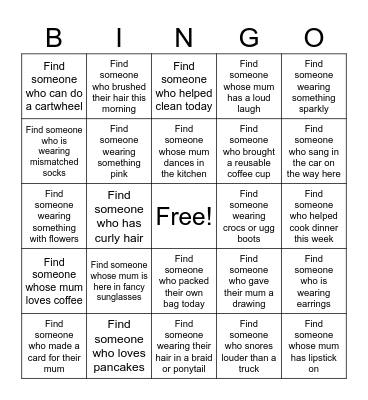 MOTHERS DAY Bingo Card