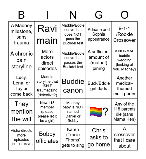 Wishlist Bingo Card