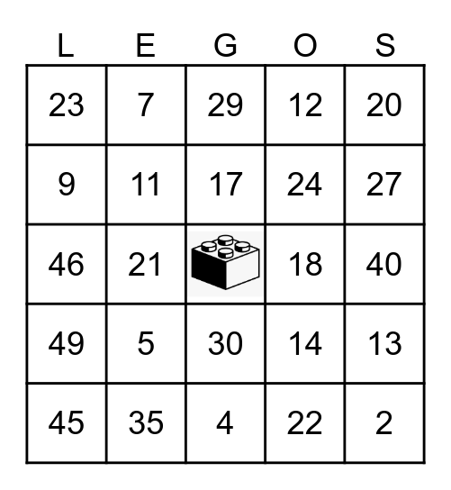 Legos Bingo Card