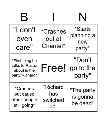 Theo's Crash Out Bingo Card Bingo Card