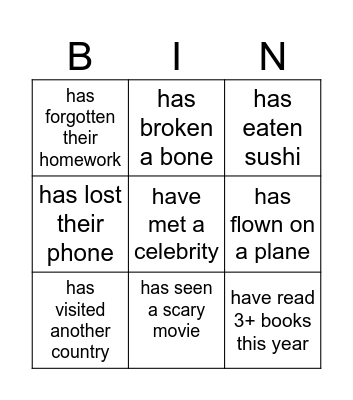Find someone who... Bingo Card