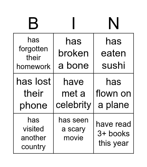 Find someone who... Bingo Card