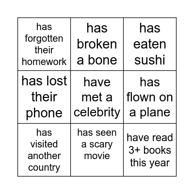 Find someone who... Bingo Card