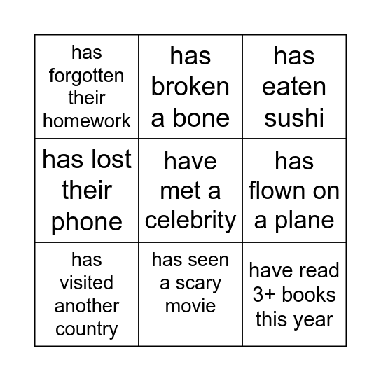 Find someone who... Bingo Card