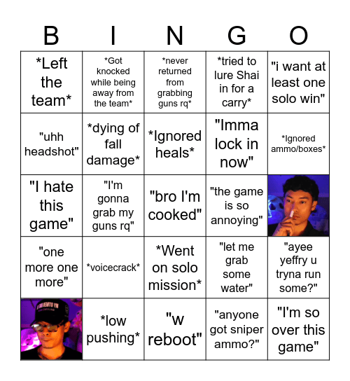 DrewCasta Bingo Card