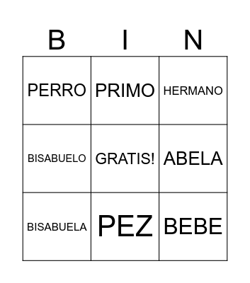 Bingo Español Bingo Card