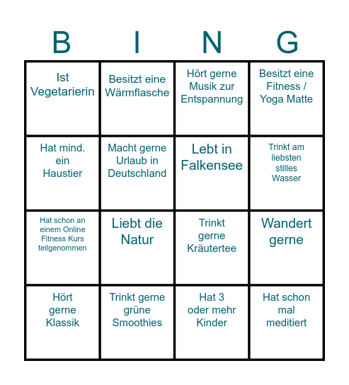 Beckenbodenkurs Bingo Card