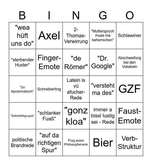 Glatz Bingo Card