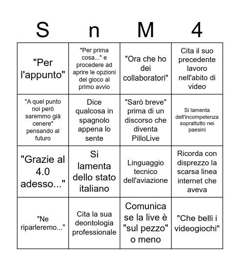 Bingo SnM 4.0 Bingo Card