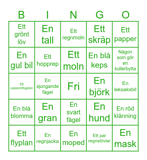ATT HITTA PÅ SKOLGÅRDEN Bingo Card