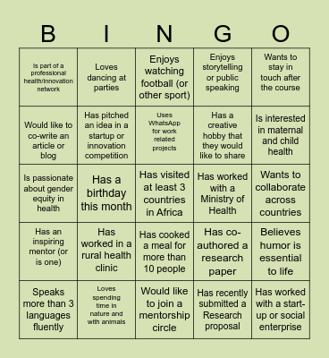 The MISH Connection Bingo! Bingo Card
