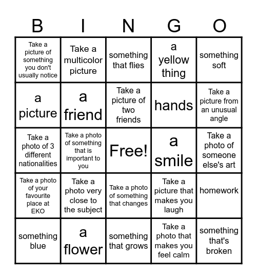 Take a photo of... Bingo Card