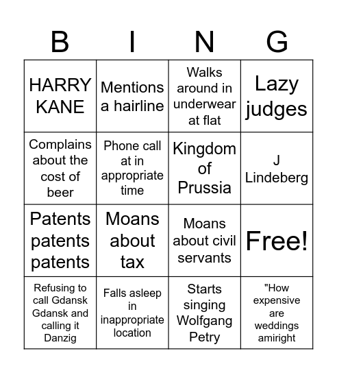 Jan Bingo Card