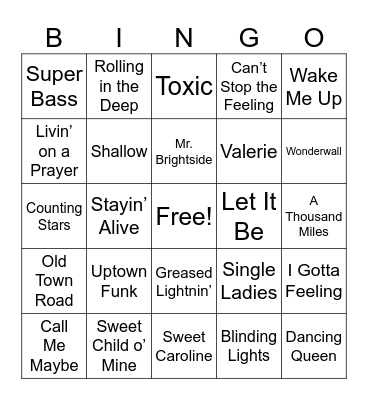Liedjesbingo Card