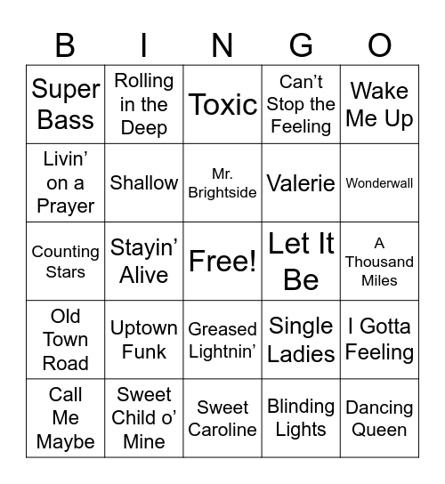 Liedjesbingo Card