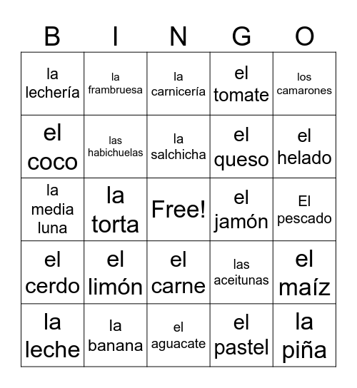 EL MERCADO Bingo Card