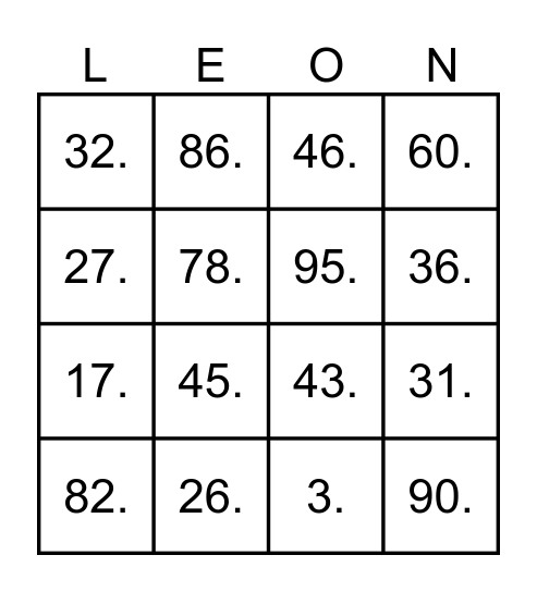 Музыкальное лото Bingo Card