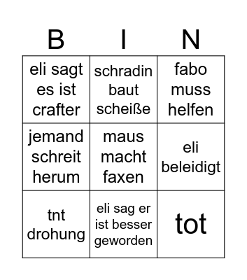 minecraft Bingo Card