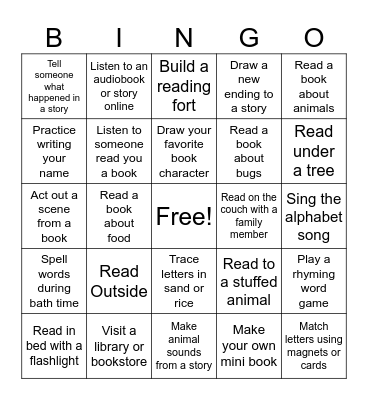 Summer Reading Bingo Card
