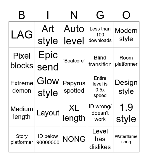 level request stream Bingo Card
