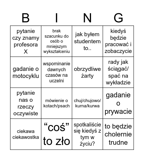 ARASZ BINGO Card