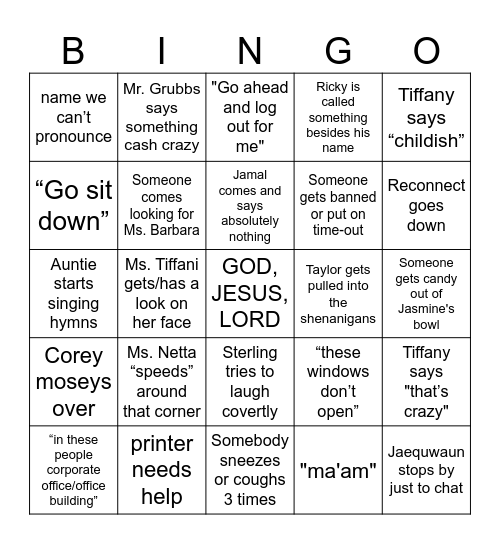 i hope you're ready for the rain Bingo Card