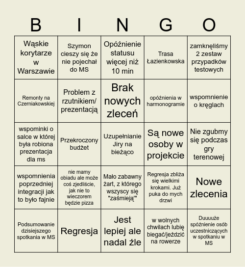 Bingo Status WaWa Bingo Card