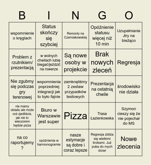 Bingo Status WaWa Bingo Card