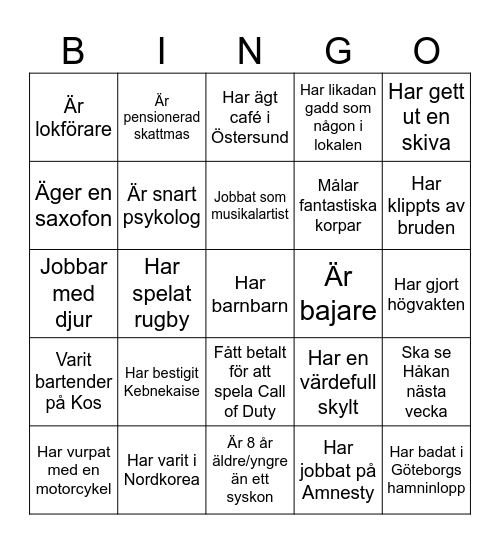 Raftén wedding Bingo Card