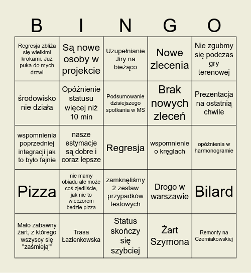 Bingo Status WaWa Bingo Card