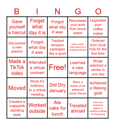 BACK TO WORK Bingo Card
