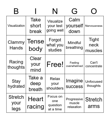 Testing Skills Bingo Card