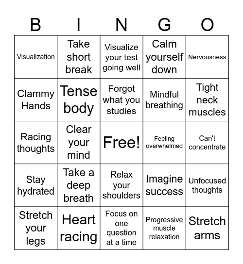 Testing Skills Bingo Card