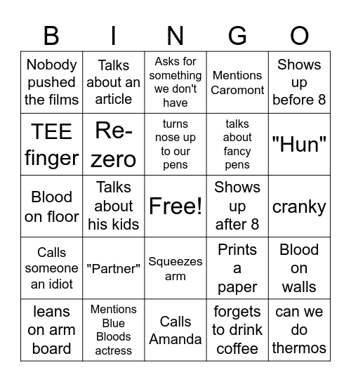 Bhalla Bingo Card