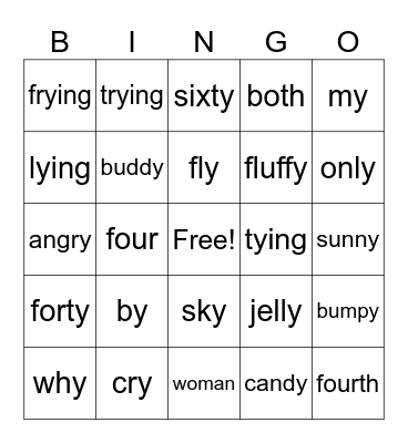 Lesson 73&74 Bingo Card
