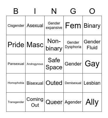 LGBT Bingo Card