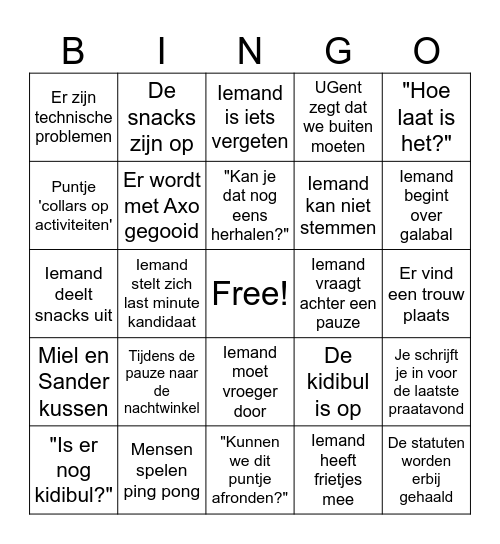 Algemene vergadering & verkiezingen Bingo Card