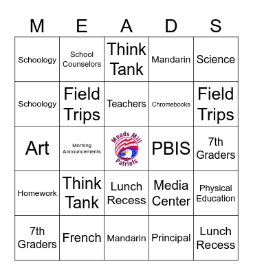 Meads Mill BINGO Card